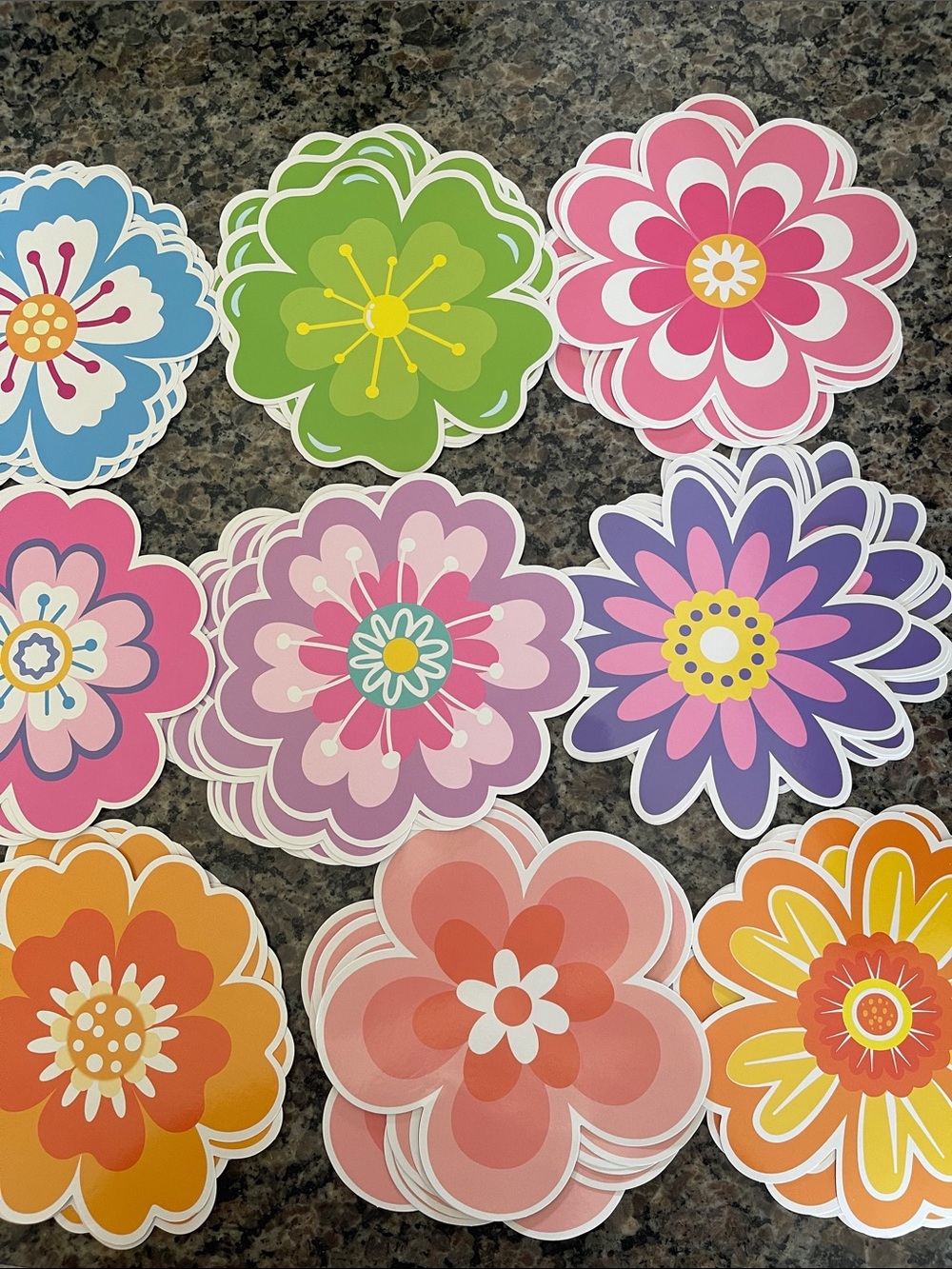 Colorful Floral Decor Pack of 54 - Assorted Flower Designs🌼